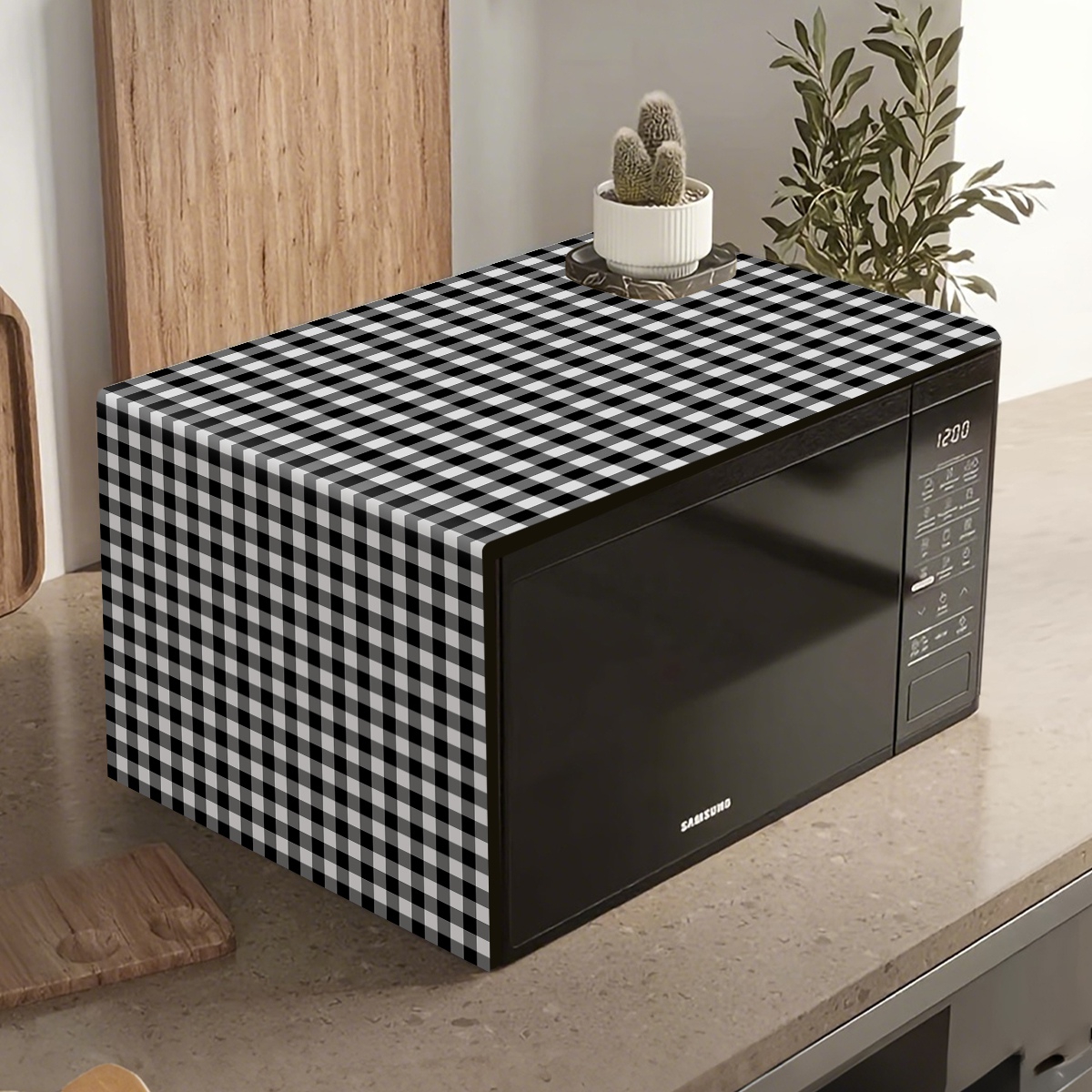 Kitchen Appliances Oven - Black White Plaid Microwave Oven Dust
